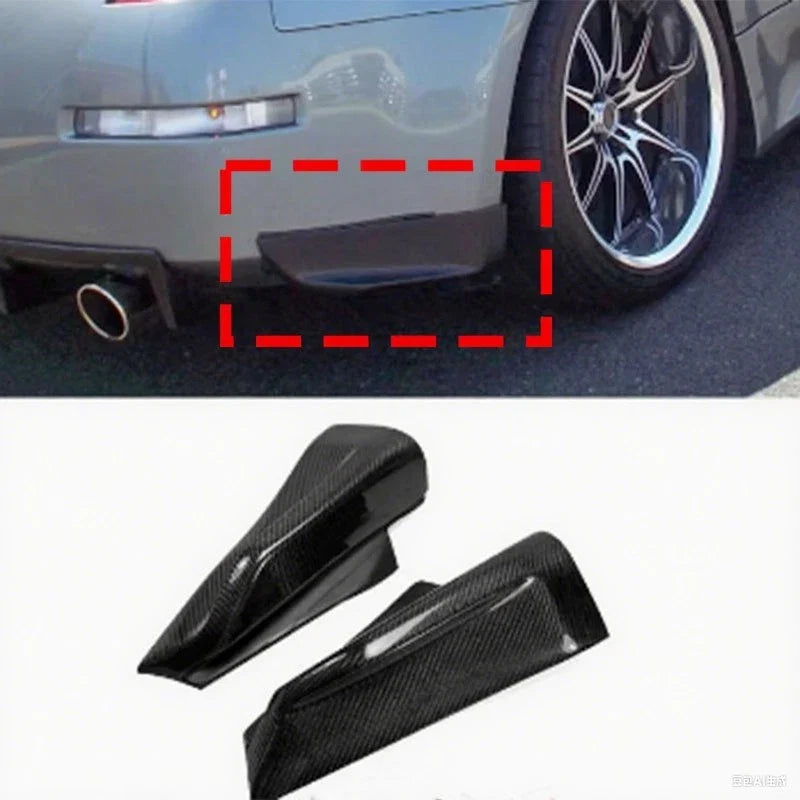 Nissan 350Z Z33 2003-2006 Real Gloss Carbon Fiber Rear Bumper Side Splitter