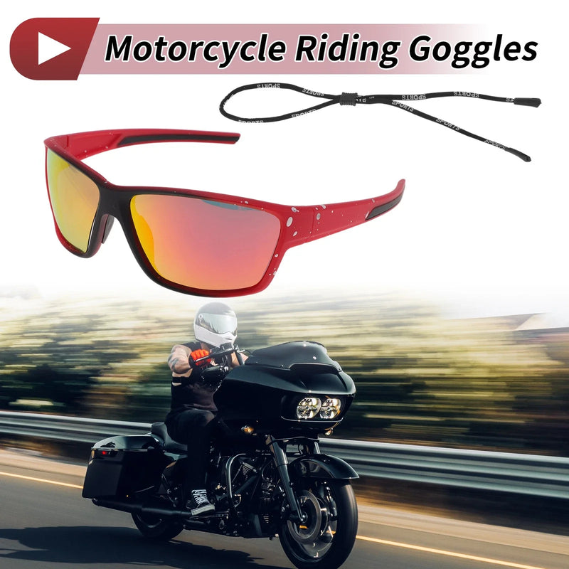 Motorcycle Riding Goggles Red Lens Red Black Frame Tri-Acetyl Cellulos UV400