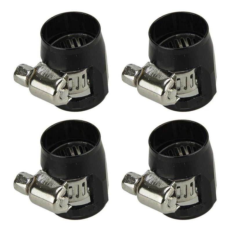 Car 4 x 6AN Hex Black Hose Finisher Clamp Adapter Fittings