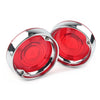 Harley Touring Road Glide Turn Signal Bezels  Red Lens Covers Chrome