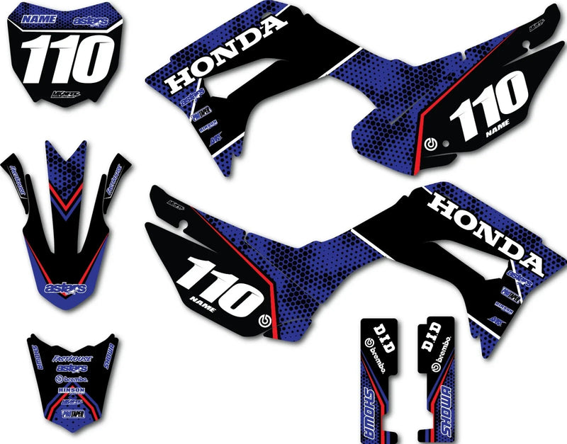 Honda CRF 110 2019-2024 Clipper Black Stickers Custom Graphics Full Kit