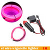 Car Interior with Cigarette Lighter Pink EL Wire Neon Strip Light