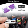 Car Boat Truck RV Motorcycle Purple Micro Fuse 3A Blade Fuse 100 Pcs