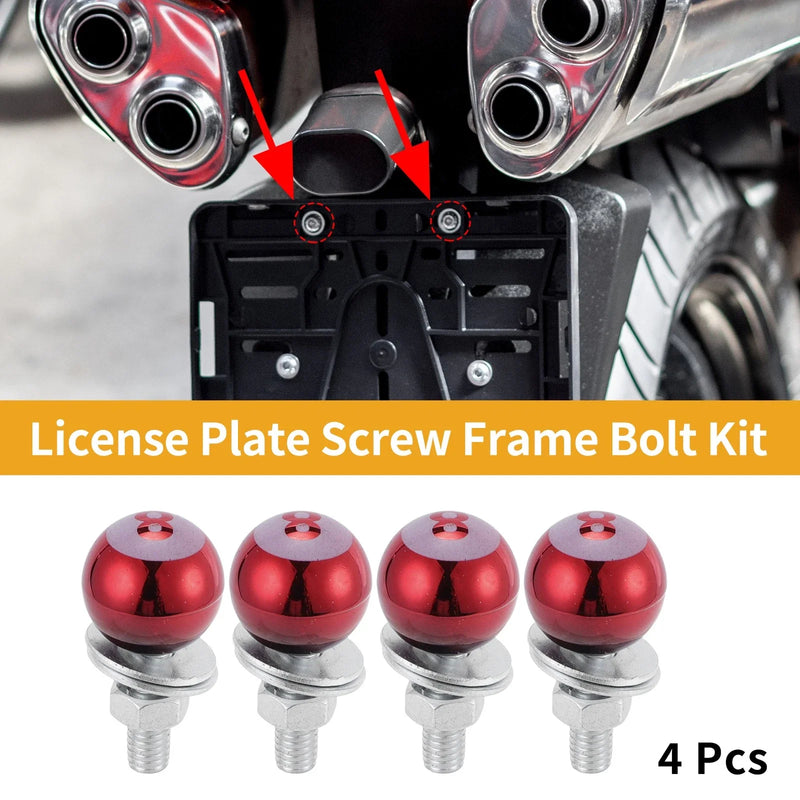 Motorcycle License Plate Screws Cover / 40mm / Aluminum Alloy Red