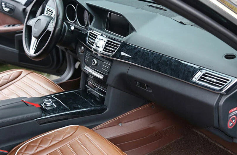 Benz E-Class Black Wood Grain Console Panel Dashboard Cover (2014–2015)