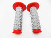 Honda CR80 Red Grey Diamond Handlebar Grip Set