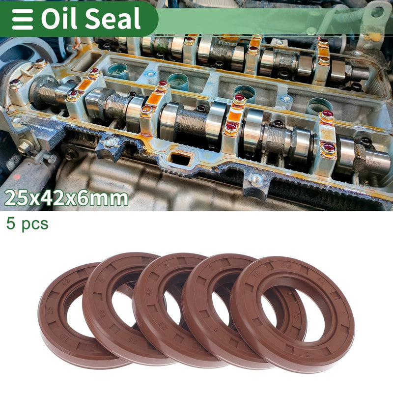 Make Model Oil Seal 25x42x6mm 5 Pcs Seal Ring Shaft Seal FKM Rubber