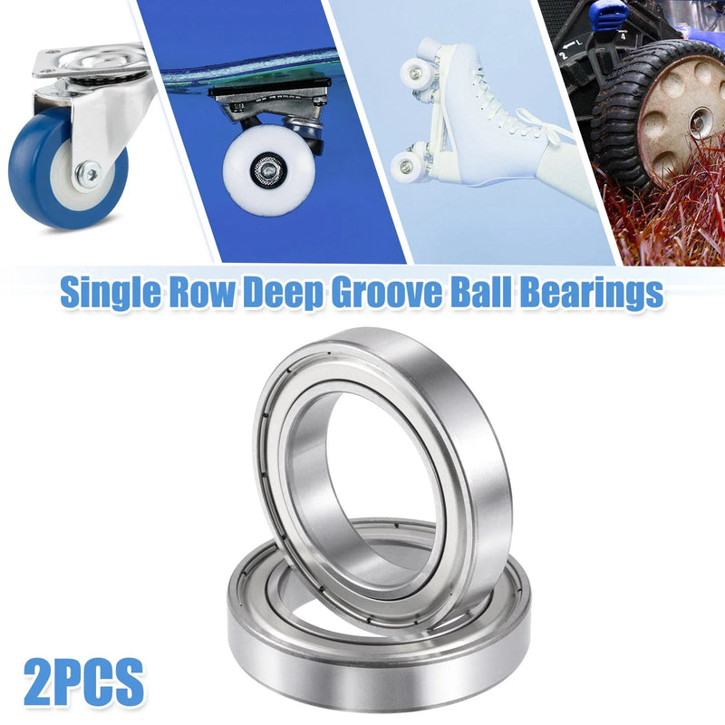 2 x 40x62x12mm 6908ZZ Car Single Row Deep Groove Ball Bearings Silver Tone