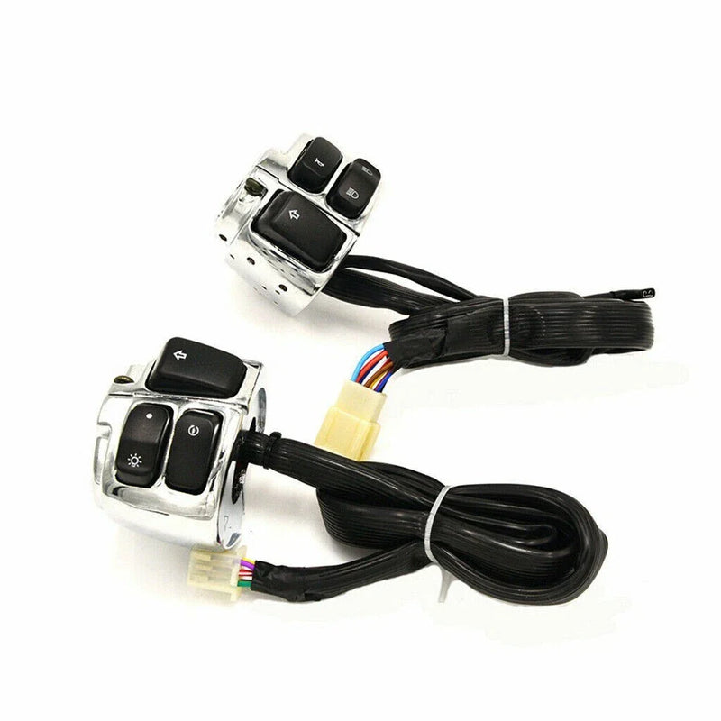 Harley Dyna, Vrod Chrome Handlebar Control Switches + Wiring Harness (2006-2023)