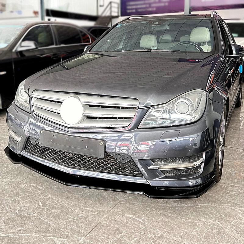 Benz W204 S204 AMG Line (2011-2014) Black Front Spoiler Lip Splitter