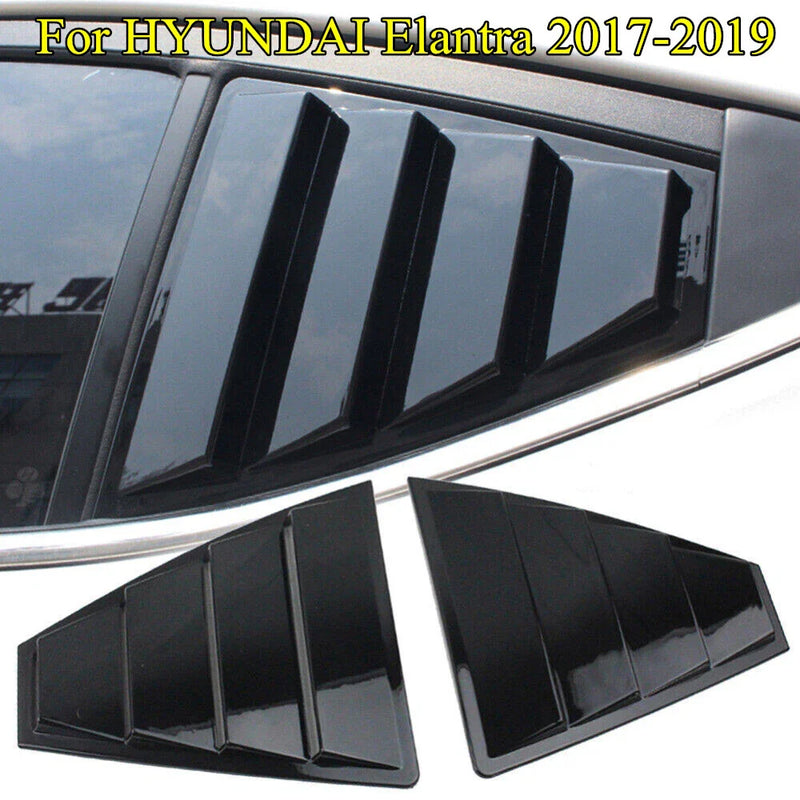 HYUNDAI Elantra Glossy Black Window Louvers Cover Rear Trim (2017–2019)