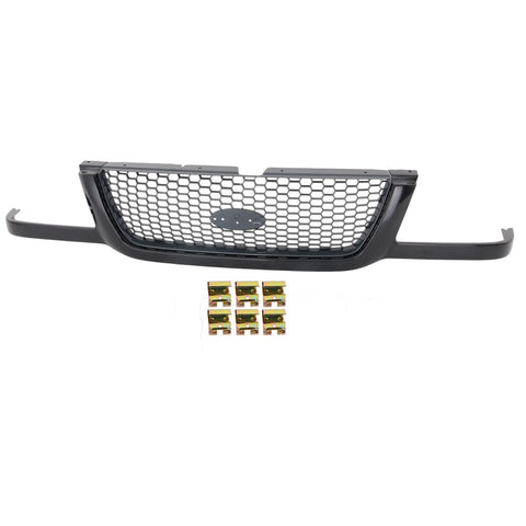 Grille Assembly For 01-03 Ford Ranger Painted Black Shell