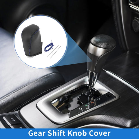 Nissan Altima (2019-2024) Black Blue Faux Leather Car Gear Shift Knob Cover