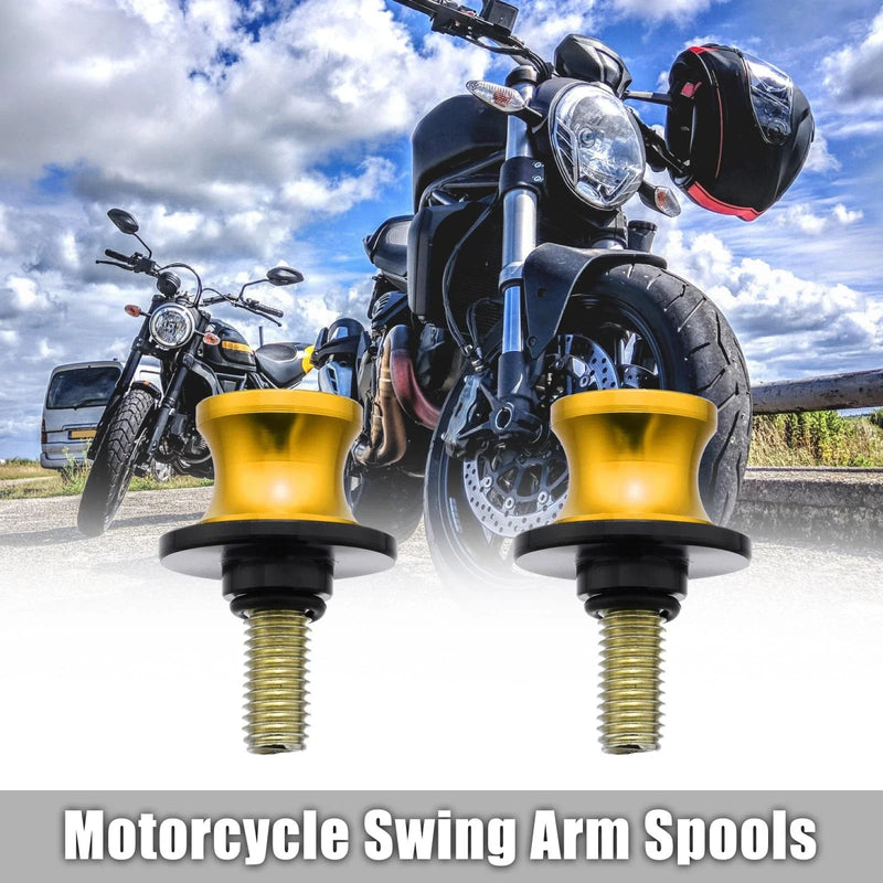 Motorcycle Gold Tone 2 x 10mm Swing Arm Spool Rear Stand