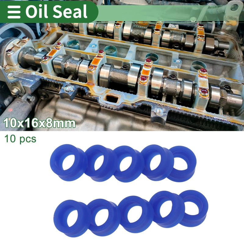 Oil Seal 10x16x8mm Rotary Shaft Seal TPU Blue 10 pcs