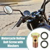 Motorcycle 2 x Set M10x1.25 26mm 3-Hole Hollow Bolt Screw with Washer