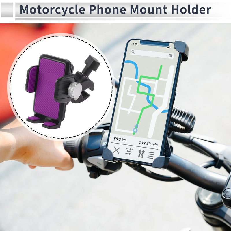 Motorcycle Phone Mount Holder 4.7-7.2in Aluminum Alloy Purple