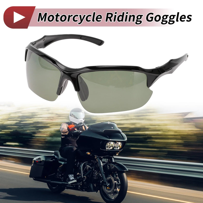 Motorcycle Riding Goggles Dark Green Lens Black Frame Tri-acetel Cellulose PC
