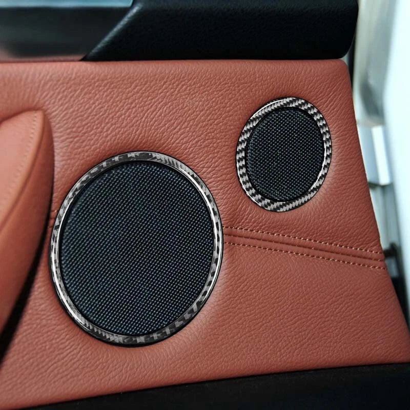 BMW F15 X5 X6 2014-2017 6pcs Carbon Fiber Speaker Grill Cover Ring Trim Fit