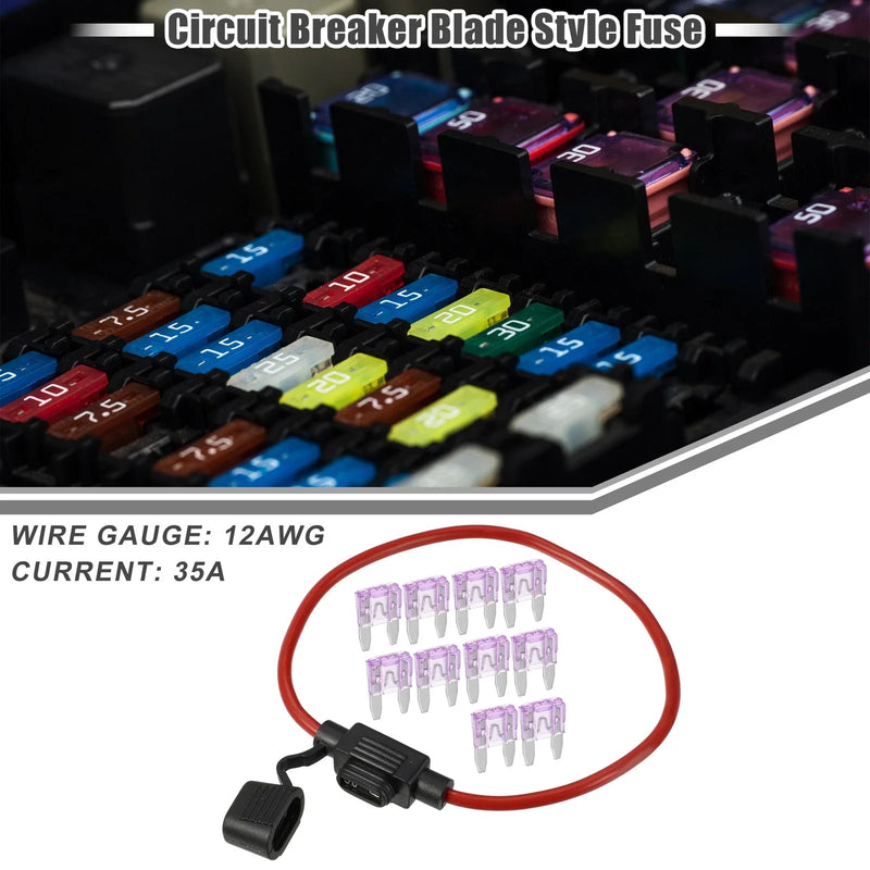 Car 35A Mini Blade Style Fuse Set with 12 AWG Holder