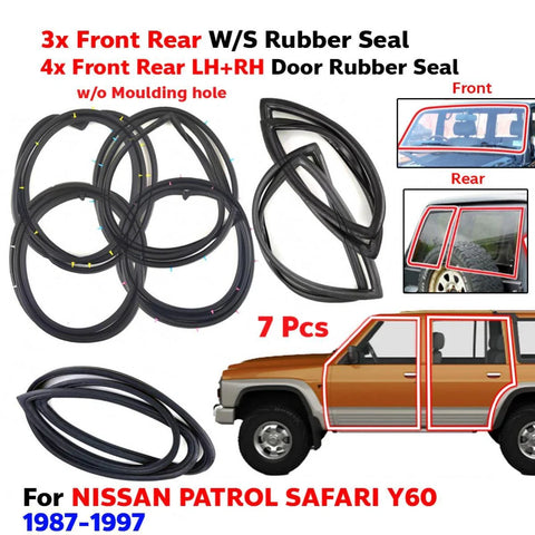 Windshield Rubber F+R Door Rubber 7PCS Fits Nissan Patrol Safari Y60 1987-97 D05