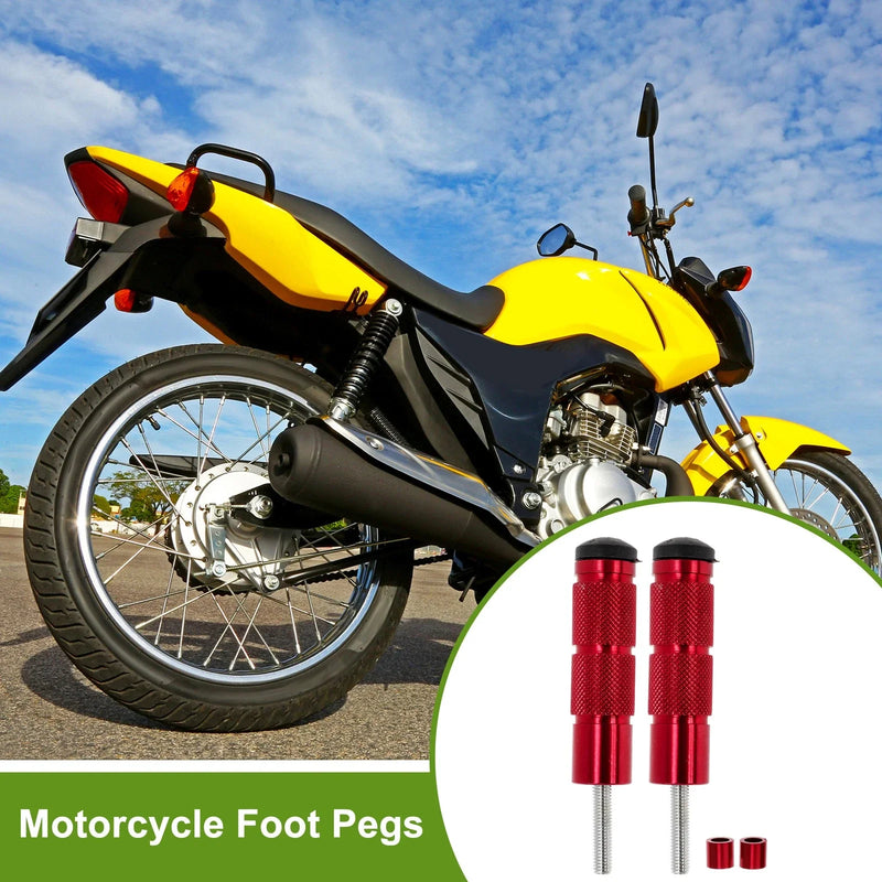 Motorcycle FootPegs 3.5" Red Pedal 1x Set 2x Screws 2x Nuts 2x Washers