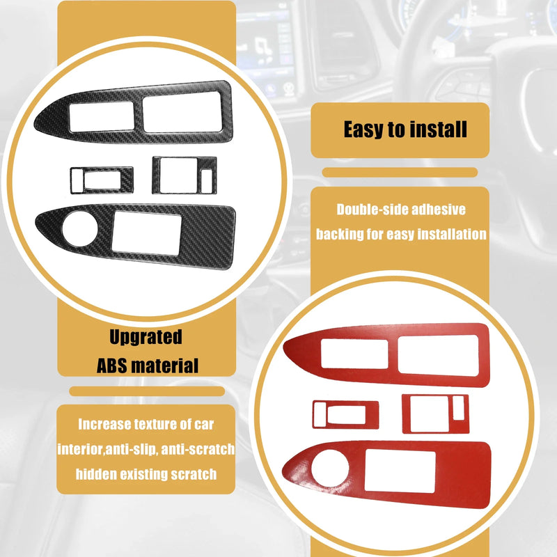 Dodge Challenger 2 x Car Window Lift Trim Switch Panel Stickers (2008-2014)
