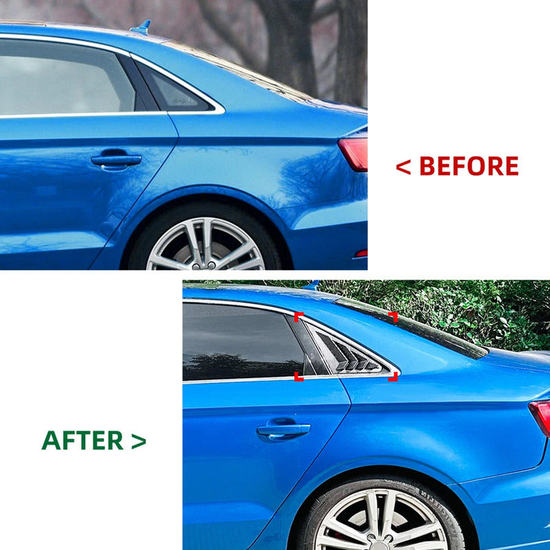 Audi A3 S3 2 x Rear Side Window Louver Trim Covers (2014-2020)