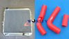 Toyota Surf Hilux LN130 Aluminum Radiator & Red Silicone Hose (1989-1997)