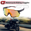 Motorcycle Goggles Red Lens Black Frame PC Cycling Sunglasses