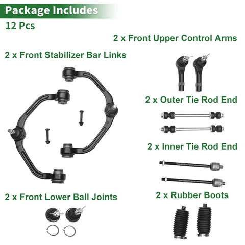 Ford Ranger (1998-2011) 2WD 12 Pcs Front Upper Control Arms