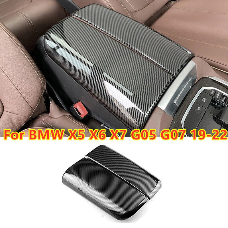 BMW X5 X6 X7 Carbon Fiber Center Armrest Console Box Cover (2019–2022)