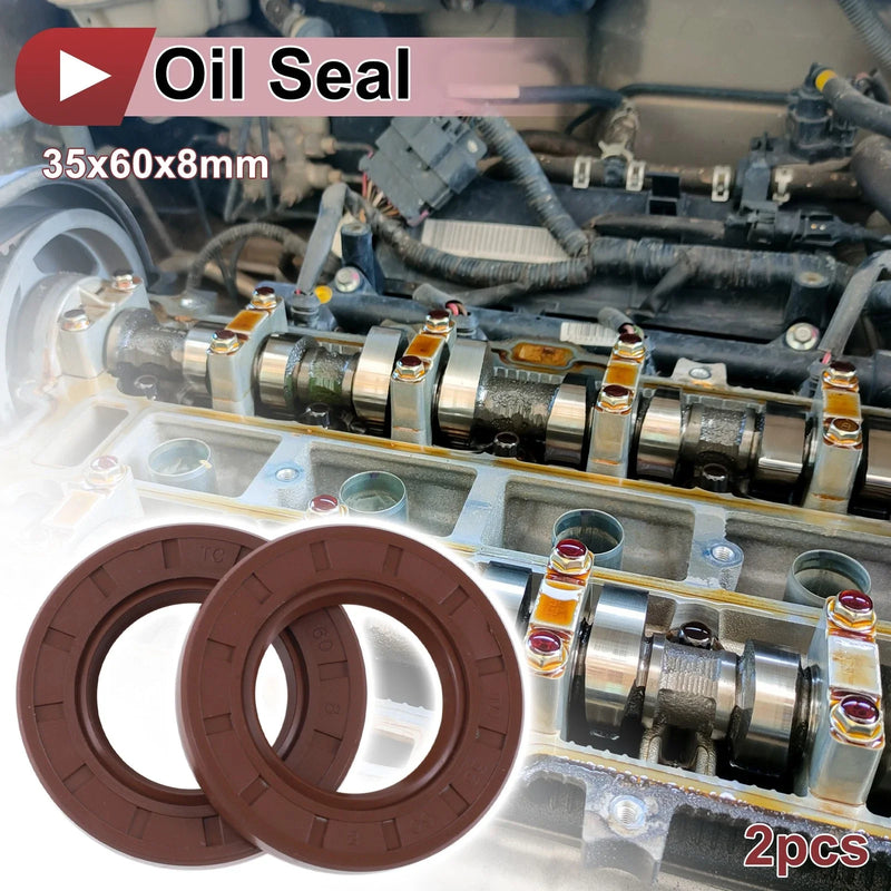 Automotive Oil Seal 35x60x8mm Brown 2 x Seal Ring FKM Rubber