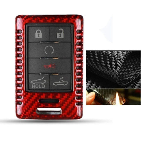 Cadillac Chevrolet C7 Red Carbon Fiber Key Fob Cover (2014-2019)