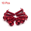 Motorcycle 10pcs M6 x 19mm Red Hexagon License Plates Fairing Bolts Screws
