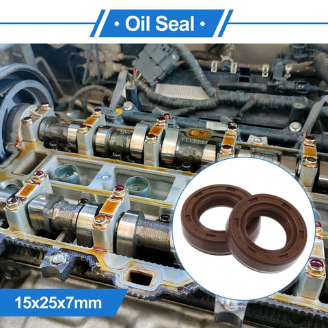 Make Model Oil Seal 2 x 15x25x7mm Rotary Shaft Seal FKM Brown