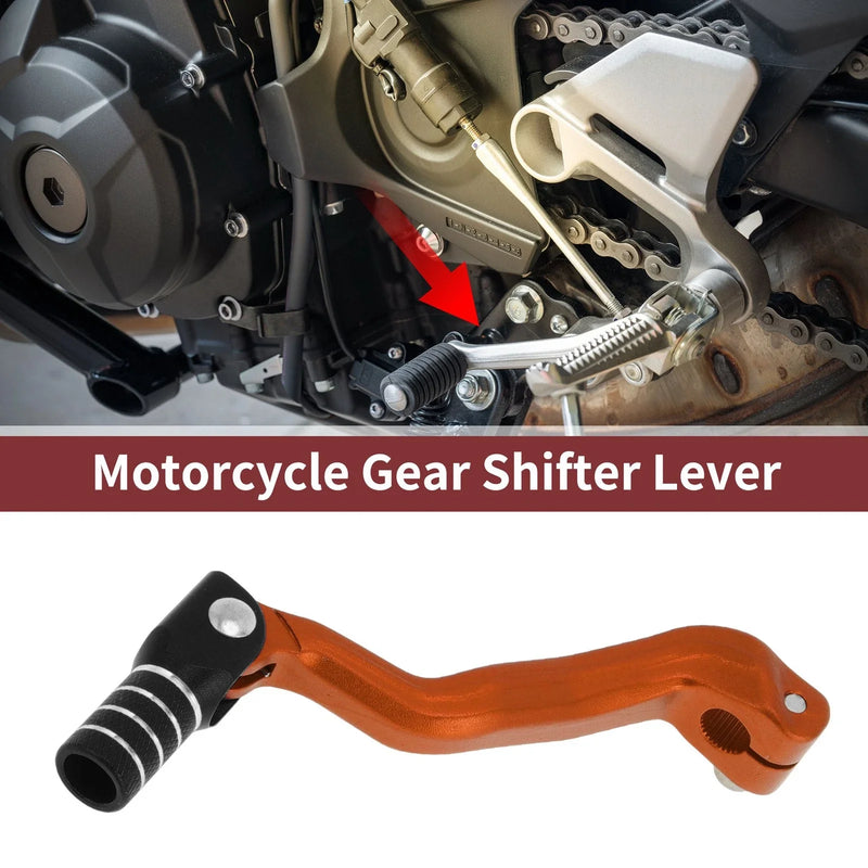 Bosuer M4 Folding Motorcycle Gear Shift Lever Orange Black Silver Tone