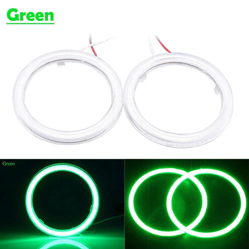 Universal 70MM DRL Fog Headlights 2 x COB Angel Eyes Halo Ring LED Light