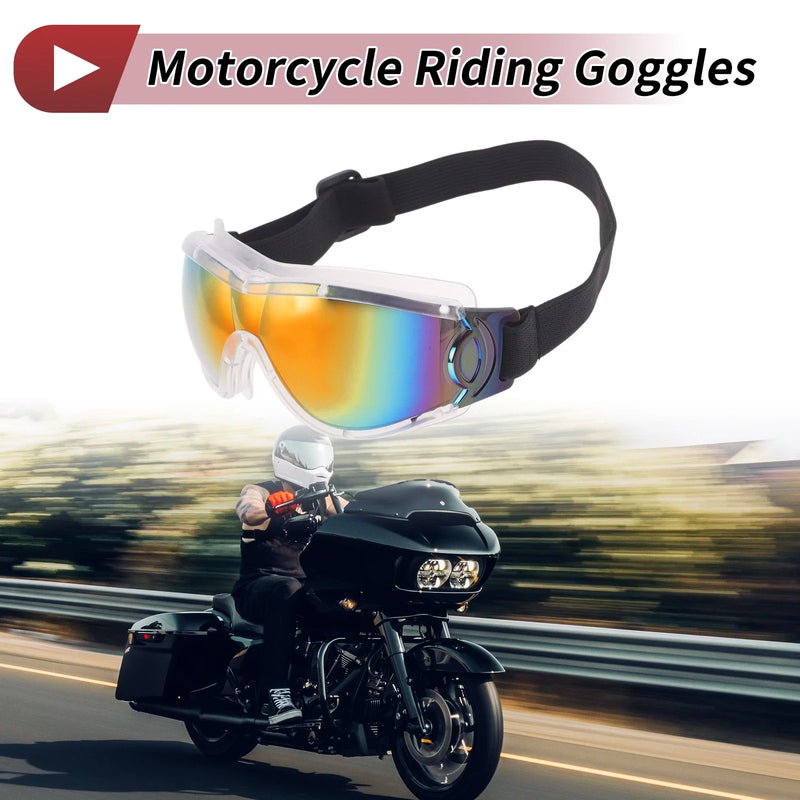 Motorcycle Goggles Red Lens White Frame PC PU