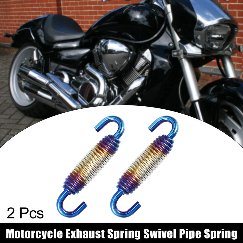 Motorcycle Exhaust Pipe Spring / 58mm / 2 x Stainless Steel Silver Tone