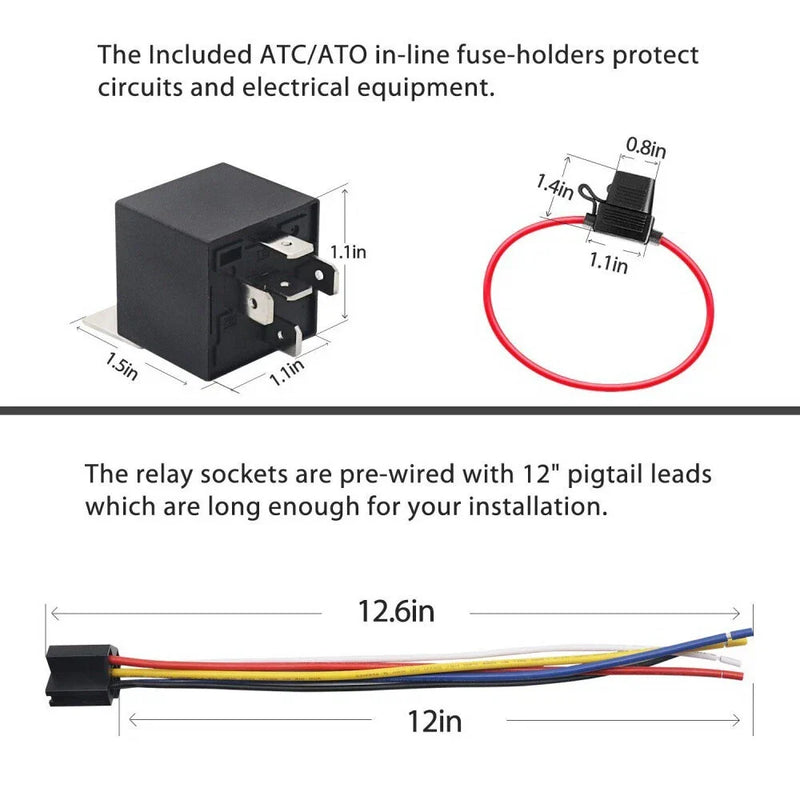 Car SUV 12V 40A 5-Pin Relay & Socket & Fuse Holders