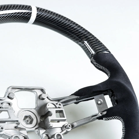 Ford Mustang Steering Wheel Carbon Fiber Suede White (2019-2022)