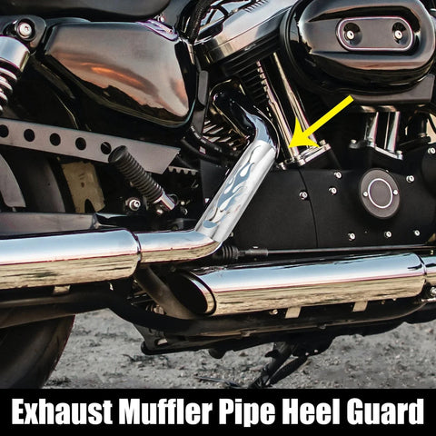 Harley Flame Silver Tone 1 Set Motorcycle Exhaust Heat Shield Pipe Shield