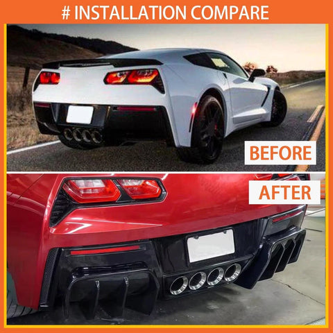Corvette C7 Z06 Big Fin Gloss Black Rear Bumper Diffuser Kit (2014-2019)