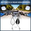 Motorcycle M8 / M10 Black White Silver Tone 2 x Rear View Mirrors