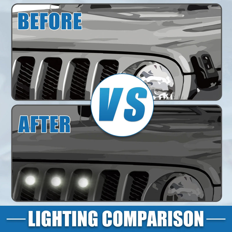 Jeep Gladiator JT 2020-2023 White & Black LED Front Grille Lights Set