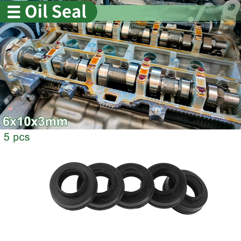 Make Model Oil Seal 6x10x3mm NBR Rubber Black 5 Pcs