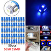 Universal 50PC Blue T10 Wedge 5050 5SMD LED Dome Map License Light Bulbs
