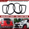BMW Mini Cooper Headlight Ring & Tail Light Trim Covers Black (2007-2013)