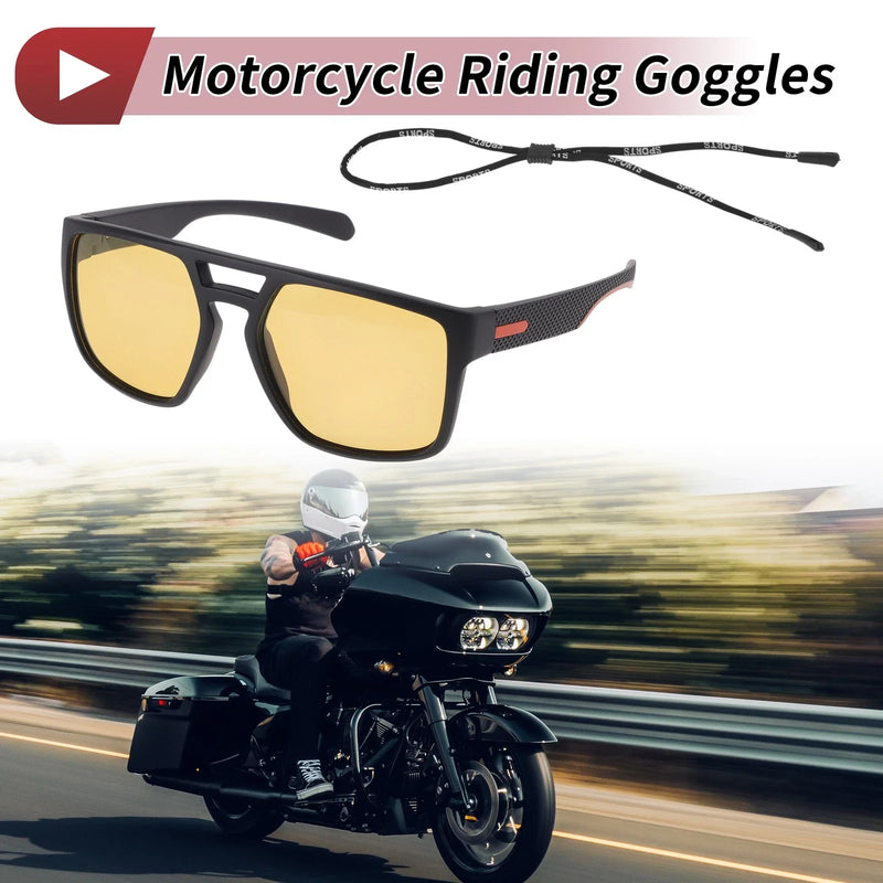 Motorcycle Goggles - Yellow Lens, Black/Orange Frame, Tri-Acetyl Cellulos